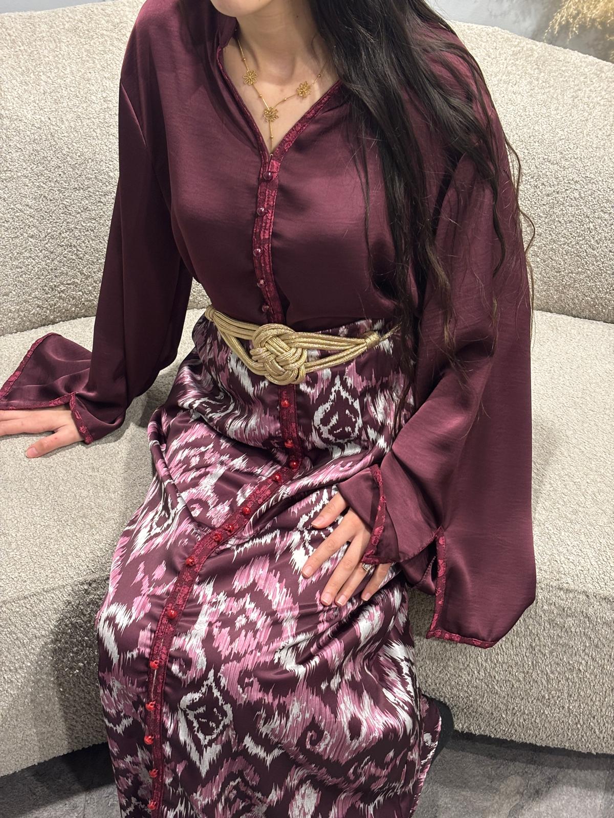 Ensemble jupe satin effet brocard