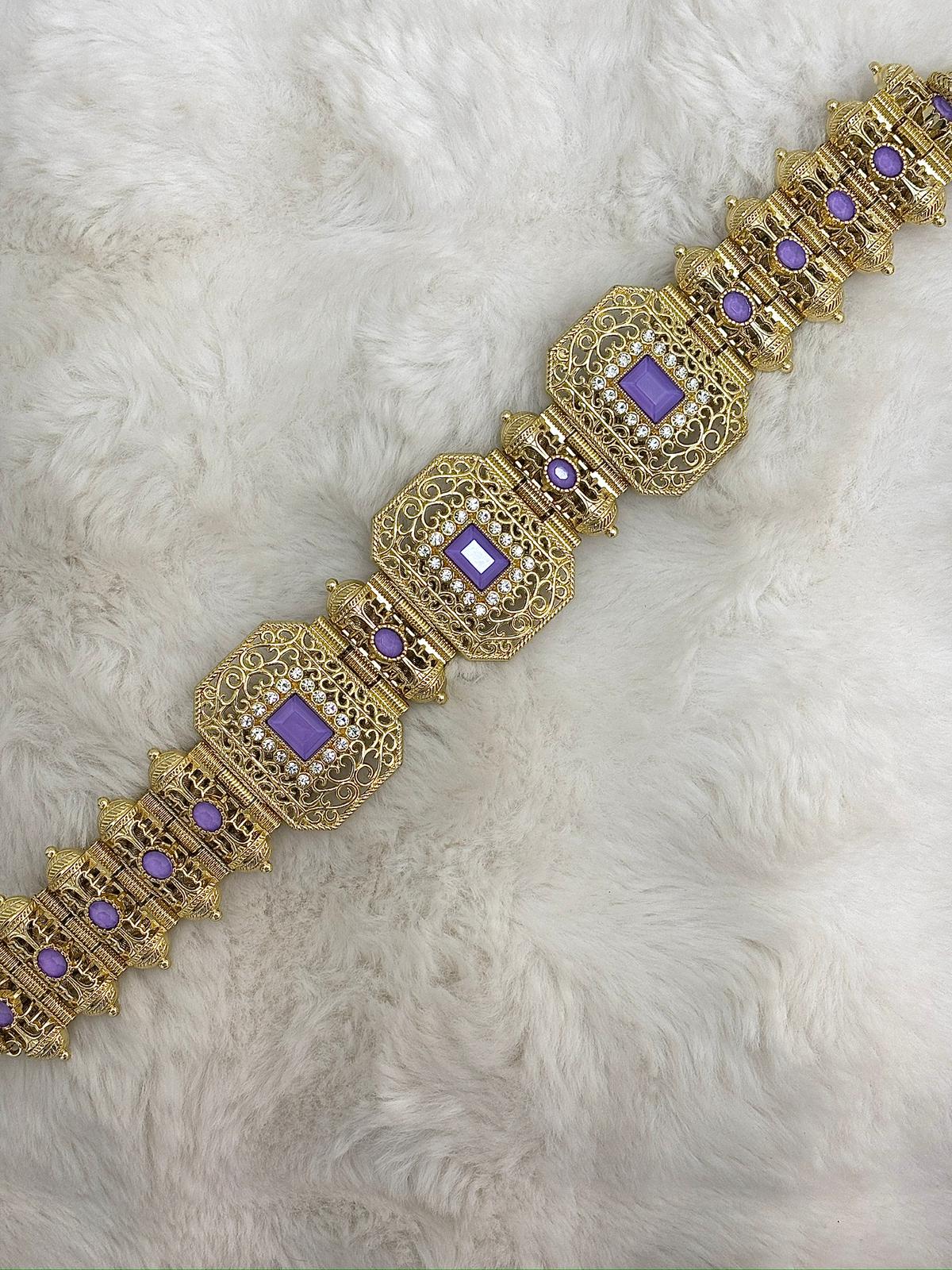 Ceinture métallique violette et dorée