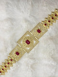 Ceinture métallique rouge et dorée