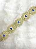 Ceinture métallique bleu et dorée