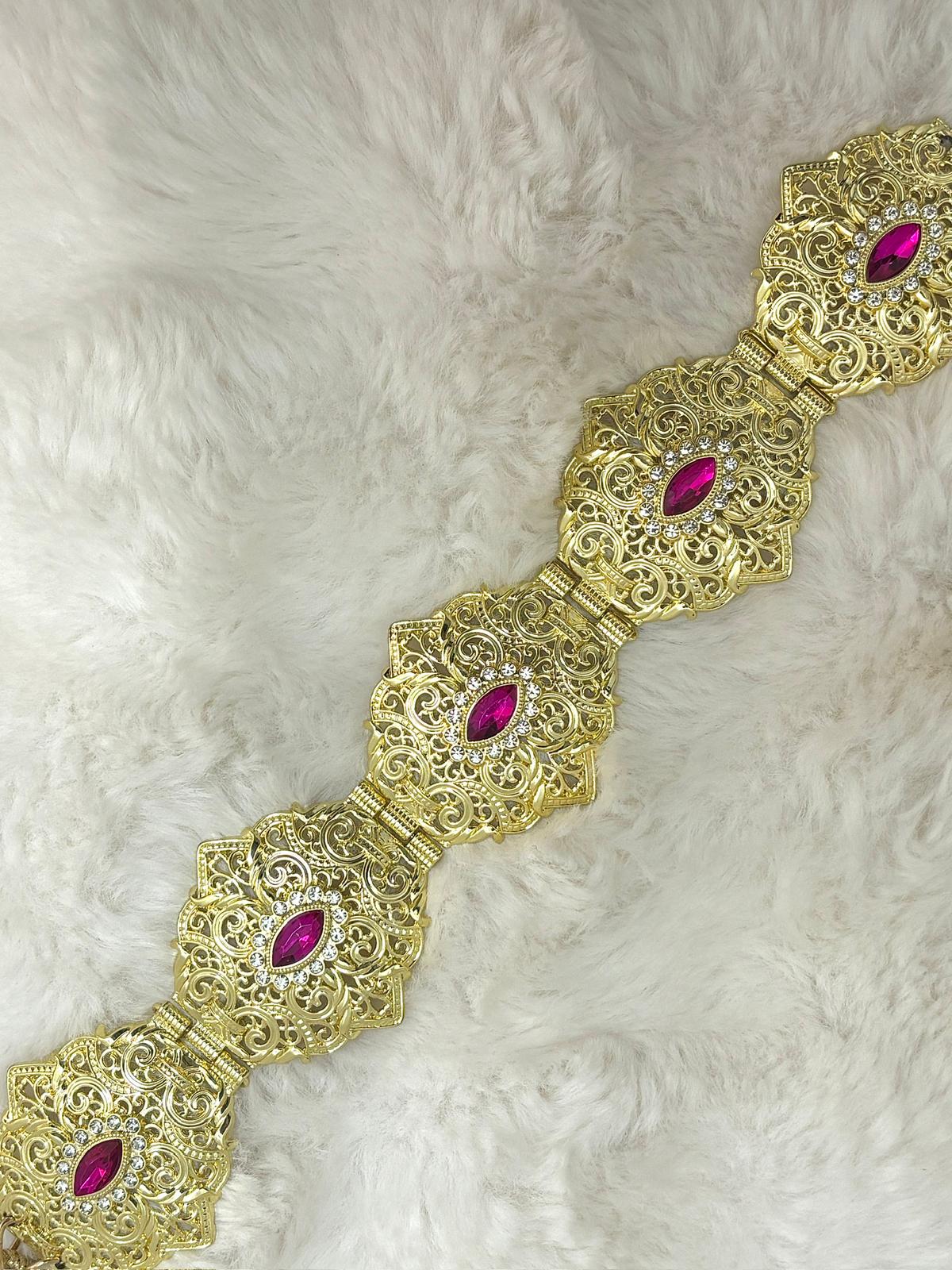 Ceinture métallique rose et dorée