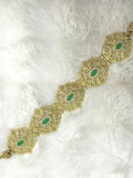 Ceinture métallique verte et dorée