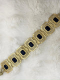 Ceinture métallique bleu nuit et dorée