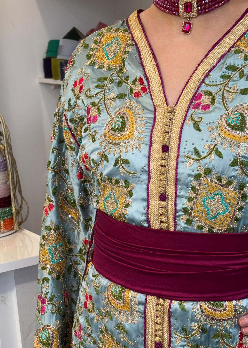 Caftan sari vert