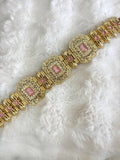 Ceinture métallique rose et dorée