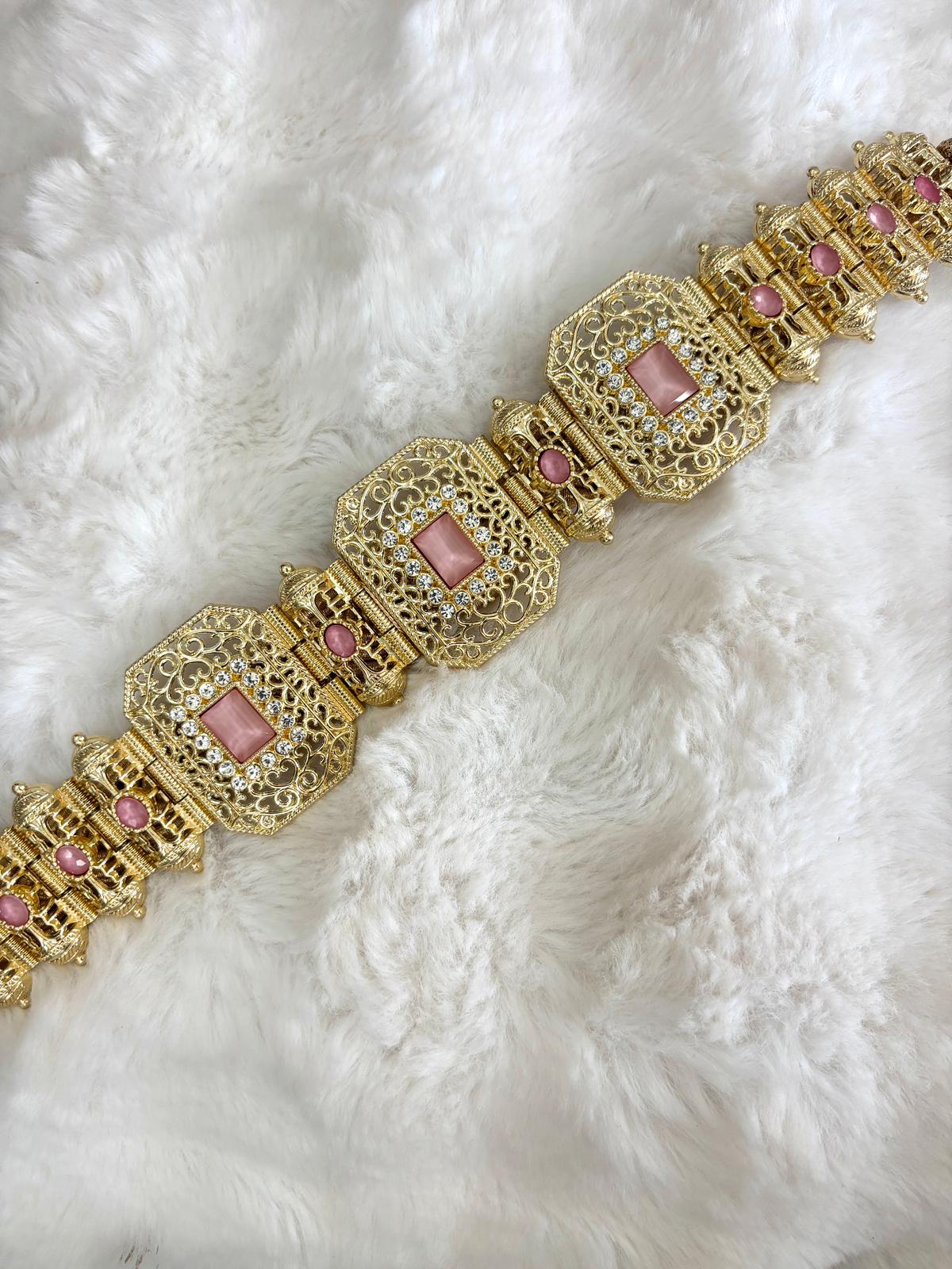 Ceinture métallique rose et dorée