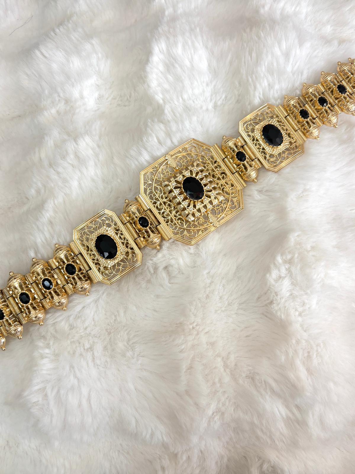 Ceinture métallique noir et dorée