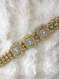 Ceinture métallique bleu et dorée